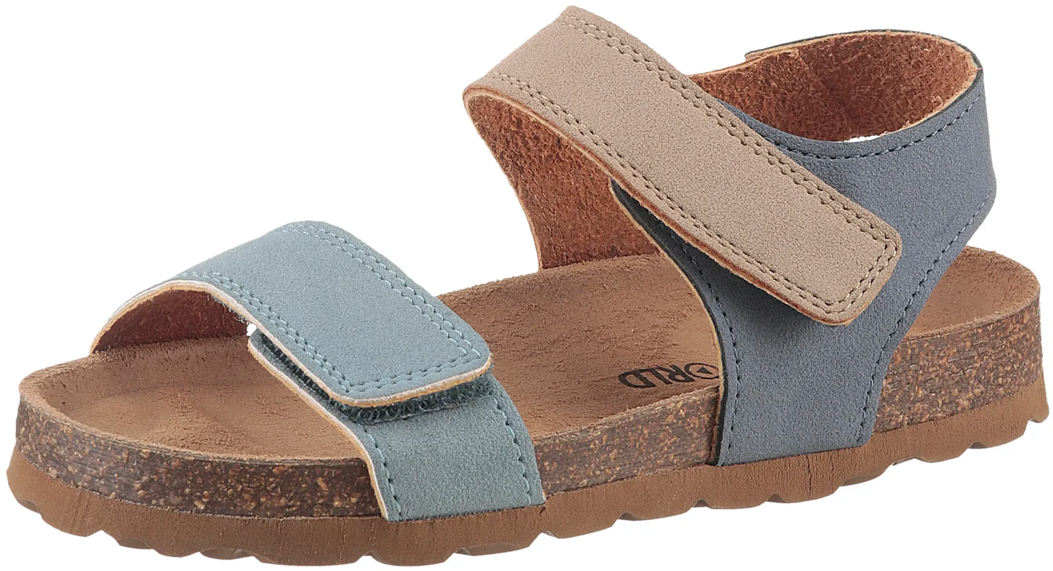 Riemchensandale KIDSWORLD, Jungen, Gr. 33, blau (blau, beige), Velourslederimitat, Schuhe Riemchensandale, Sommerschuh, Urlaubschuh, Sandalette mit praktischen Klettriemchen
