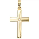 JOBO Kreuzanhänger Anhänger Kreuz, 333 Gold mit Zirkonia gelb|goldfarben