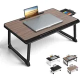 Laptop Bett Schreibtisch, Laptoptisch für Frühstück im Bett, Arbeit, Homeoffice, Laptopständer für Sofa、Couch、 Tablett Tisch (60x40 Brown)