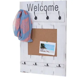 Mendler Garderobenpaneel HWC-C89 91 x 60 cm Weiß