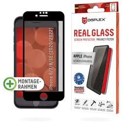 DISPLEX Privacy Full Cover Panzerglas 10H für Apple iPhone 6/7/8/SE 2020/2022, 2-Wege Blickschutz-Filter