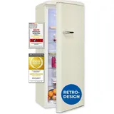 Exquisit Retro-Kühlschrank, ohne Gefrierfach, 229 Liter, groß, 5 Ablagen, Gemüsefach, Temperaturregelung, RKS325-V-H-161E magnolienweiss - Weiß