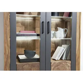 Massivmoebel24 Vitrine Sheesham 103 x 40 x 201 cm Gebeizt