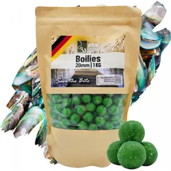 Boilies 20 mm Karpfenangeln Köder Muschel Aroma 1kg Beutel EINHEITSFARBE 1