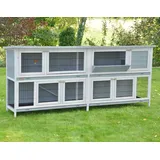 Doppel Hasenstall XXL Kaninchenstall Kleintierstall Käfig grau 230x50x101 cm - 230 x 50 x 101 cm - grau