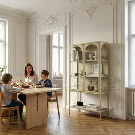 [en.casa] Vitrinenschrank Klippestad 160 x 80 x 35 cm Kamelfarben