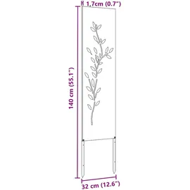 vidaXL Garten dekoratives Panel Weiß 32 x 140 cm Kaltgewalzter Stahl