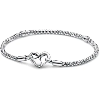 Pandora Armband mit Infinity Herzverschluss aus Sterlingsilber in der Farbe Silber 925 Nietenkette, 21 cm