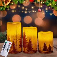 Weihnachtsdeko LED Kerzen mit Timerfunktion, 3 Stück Flammenlose LED Weihnachtskerzen mit Fernbedienung, Batteriebetrieben LED Kerzen Flackernde Flamme für Weinachtsdekorationen, Heimdekoration (B)