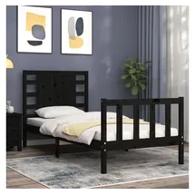 vidaXL Massivholzbett 140 x 200 cm Schwarz