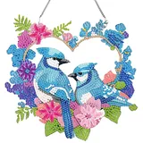 5D DIY Diamond Painting Girlande Kranz Diamant Painting Anhänger mit Kette, Diamant Malerei Türkranz Vogelkäfig Blumen Deko Tür Fenster Deko DIY Geschenk (N)