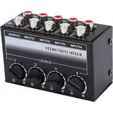 Stereo-Mini-Mixer Stereo-Mixing-Ausgang Ganzmetallgehäuse 4 Stereo-Cinch-Eingänge Audiosignal-Effektgeräte