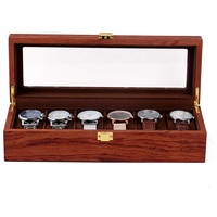 OUKANING 6 Slots Uhrenbox Holz Uhrenschachtel Uhrenschatulle Uhrenkoffer Uhrenaufbewahrungsbox mit Sichtfenster