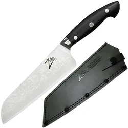 Executive-Plus Serie 7` Santokumesser 61 HRC  Damaszenerstahl Schwarz