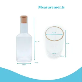Intirilife Glaskaraffen Set mit Korken und 4 Gläsern Serviergefässe, Transparent