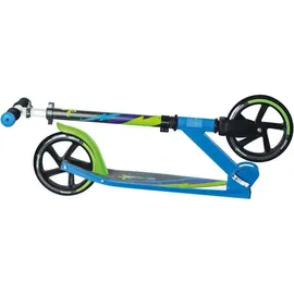 Muuwmi Aluminium Scooter Tretroller 205 mm ABEC 7 GS-Geprüft Höhenverstellbar XL-Deck Grün-Blau-Schwarz