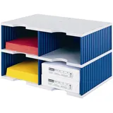 Styro Sortierstation Styrodoc Jumbo Grundeinheit grau/blau mit 4 Fächern