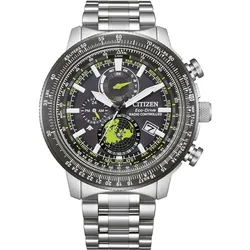Funk-Multifunktionsuhr CITIZEN "Promaster Geo Trekker", silberfarben, Armbanduhren, Herren, Armbanduhr, Solar, Herrenuhr, Edelstahlarmband, Datum, 2. Zeitzone