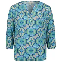 Cartoon Casual-Bluse mit Muster in Green/Blue | Gr.: 46