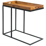 KADIMA DESIGN Beistelltisch Braun Sheesham 70 x 65 x 34 cm