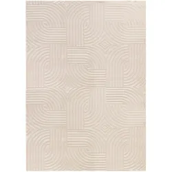 Teppich Kurzflor 3D-Struktur Polypropylen Wohnzimmer Beige Rechteckig 280x370 | Kadima Design