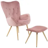 Albatros International York Samt 67 x 100 x 65 cm rosa mit Hocker