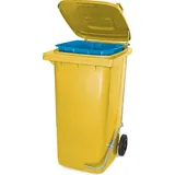 BRB-Lagertechnik Müllbehälter mit Fußpedal u. Klemmring, 120 Liter, gelb, BxTxH 480x550x930 mm