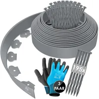 Kesser Flexible Rasenkante aus Kunststoff Länge 10m Höhe 5cm, mit 50 Erdanker + Handschuhe, Beeteinfassung Beetumrandung Beetbegrenzung Mähkante Pflastersteine Palisade