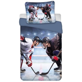 BrandMac Bettwäsche Hockey Eishockey Kissenbezug 80 x 80 cm und Bettbezug 135 x 200 cm