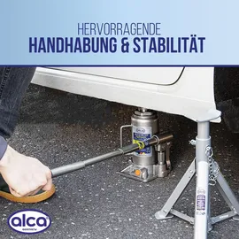 Alca alca® Hydraulischer Unterstellheber 10t I Doppelkolben, GS & TÜV Zertifiziert, Hubhöhe 205–390 mm, Öl nachfüllbar, Wagenheber - ideal für SUV, Transporter & Wohnmobile