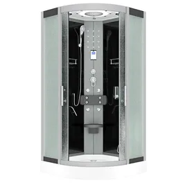 AcquaVapore D58-03M0 Komplettdusche mit Schiebetür 80 x 80 cm Schwarz Sicherheitsglas D58-03M0-EC