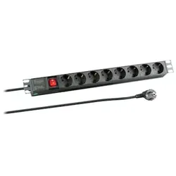 EFB-Elektronik 19" 1HE  8-fach SCHUKO mit Schalter, RAL 9005 EK631DE.2