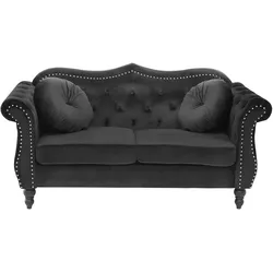 2-Sitzer Sofa Samtstoff schwarz SKIEN