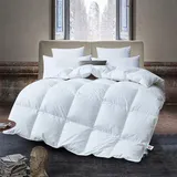 Deluxe Komfort Daunendecke, Bettdecke, 80% Gänsedaunen / 20% Feder, Füllgewicht 1200 Gramm, Warm und Leicht, 155x220 cm