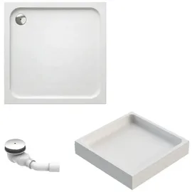 Schulte Duschwanne Adria aus hochwertigem Sanitäracryl, 90x90 cm inkl. Wannenträger und Ablauf, Farbe: Weiß, Größe: wählbar