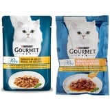 PURINA GOURMET Perle Genuss in Gelee Katzenfutter nass mit Huhn & feiner Brathuhnnote 26er Pack (26 x 85g) & PURINA GOURMET Perle Genuss in Sauce Katzenfutter nass, mit Huhn, 26er Pack (26 x 85g)