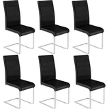 Woltu Freischwinger (Set, 6 St), mit hoher Rückenlehne Kunstlederbezug bis 120kg belastbar schwarz
