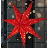 Brubaker Weihnachtsstern 77701, 3D Stern, rot, beleuchtet mit 10 LEDs, Batterie, Timer, aus Papier, - 60 cm