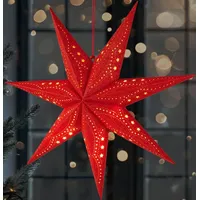 Brubaker Weihnachtsstern 77701, 3D Stern, rot, beleuchtet mit 10 LEDs, Batterie, Timer, aus Papier, - 60 cm