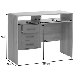 MCW Schreibtisch MCW-P43, Bürotisch Computertisch, 3 Schubladen MDF 75x100x40cm ~ Rivera-Eiche-Optik, dunkelgrau