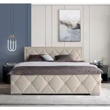 LEONIQUE Boxbett LEONIQUE "Alfie, Topseller Inkl. Bettkasten&Topper", beige, L:211cm, Holzwerkstoff, Spanplatte, Komplettbetten, Wahlweise mit Knopfsteppung oder Strasssteinen, H2, H3 und H4 wählbar, Topseller