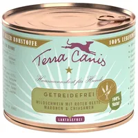 Terra Canis Getreidefrei 200g Dose Hundenassfutter 12 x 200 Gramm Wildschwein mit roter Beete, Maronen & Chiasamen