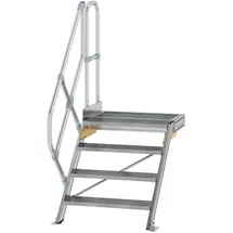Günzburger Munk Treppe mit Plattform 45° Stufenbreite 800 mm 4 Stufen Aluminium geriffelt