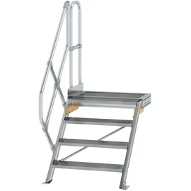 Günzburger Munk Treppe mit Plattform 45° Stufenbreite 800 mm 4 Stufen Aluminium geriffelt