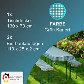 nyvi Bierbankauflagen Set 130 x 70 cm grün kariert 3-tlg.