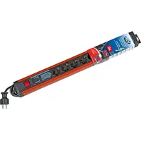 REV Ritter Steckdosenleiste 9-fach 3,80 m Schwarz/Rot/Grau