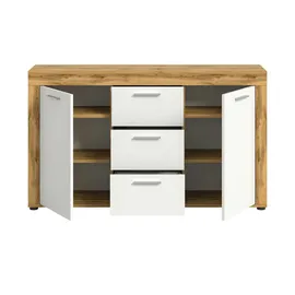 VCM Sideboard Jam 125 x 80 x 35 cm Eiche Wotan / Weiß