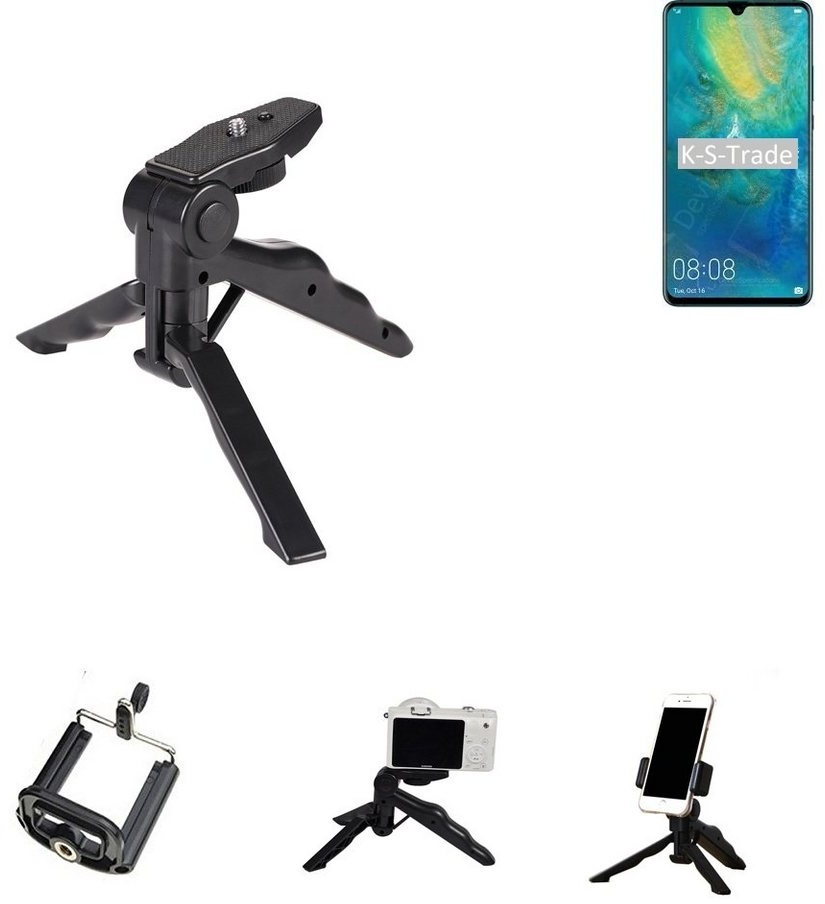 K-S-Trade für Huawei Mate 20 X 5G Smartphone-Halterung, (Stativ Tisch-Ständer Dreibein Handy-Stativ Ständer Mini-Stativ) schwarz