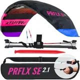 Wolkenstürmer Paraflex SE 2.1 Lenkmatte (schwarz-Rainbow) 2-Leiner Kite - Lenkdrachen im flugfertigen Set mit Dyneema-Leinen, Lenkbar und gepolsterten Handschlaufen