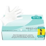 Hypafol Nitril-Handschuhe S-XL, Puderfrei I (100-St) mit Rollrand, Finger texturiert weiß S